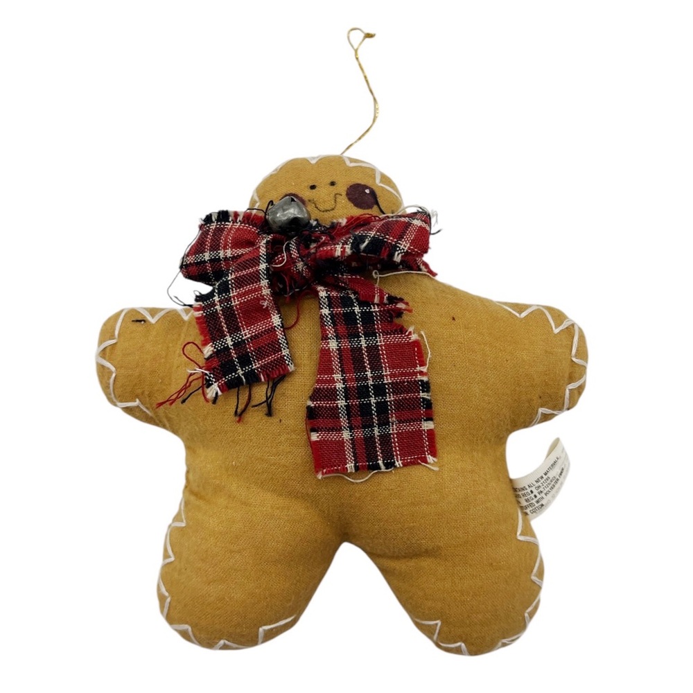 Vintage Christmas Gingerbread Man plush ornament Holiday Decoration Bell Plush